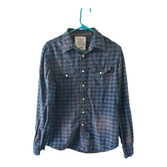 Superbad License Plaid Button Down Shirt Size M | Light Bleach Splatter